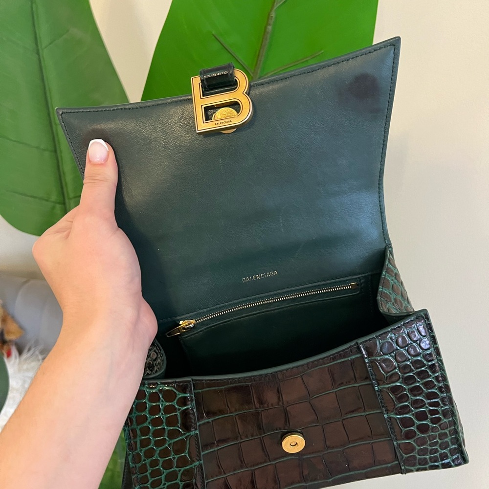Balenciaga Dark Green Crocodile Embossed Bag - Picture 8 of 9